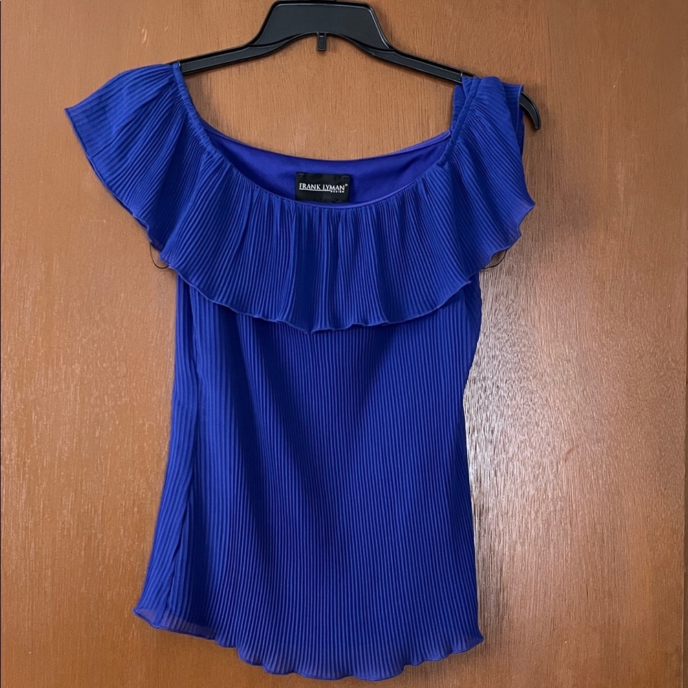 Frank Lyman Design Royal Blue Pleated Top
